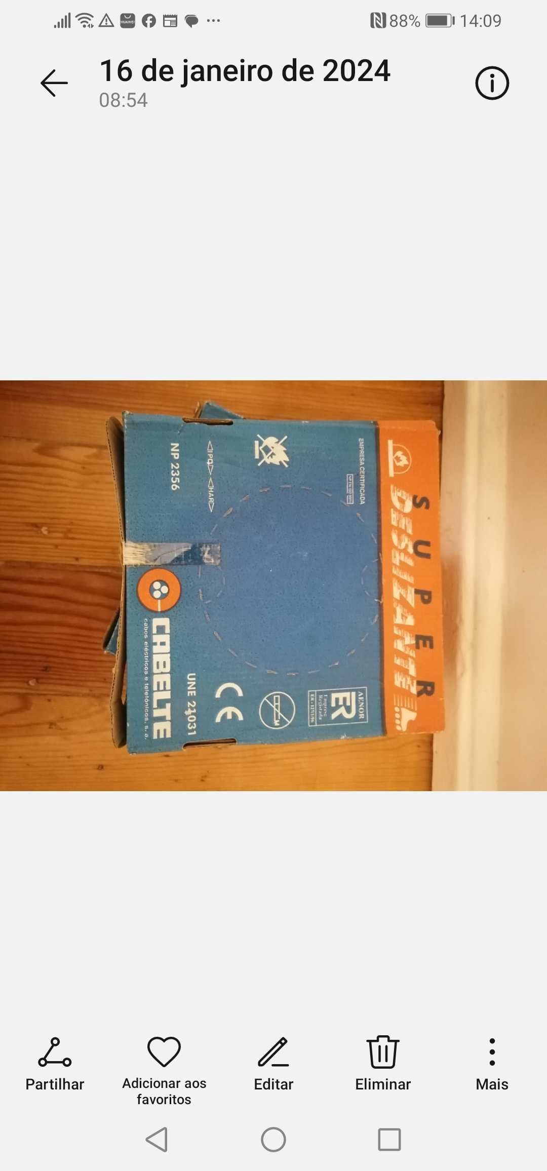 Fio eléctrico 1,5 mmts NOVO