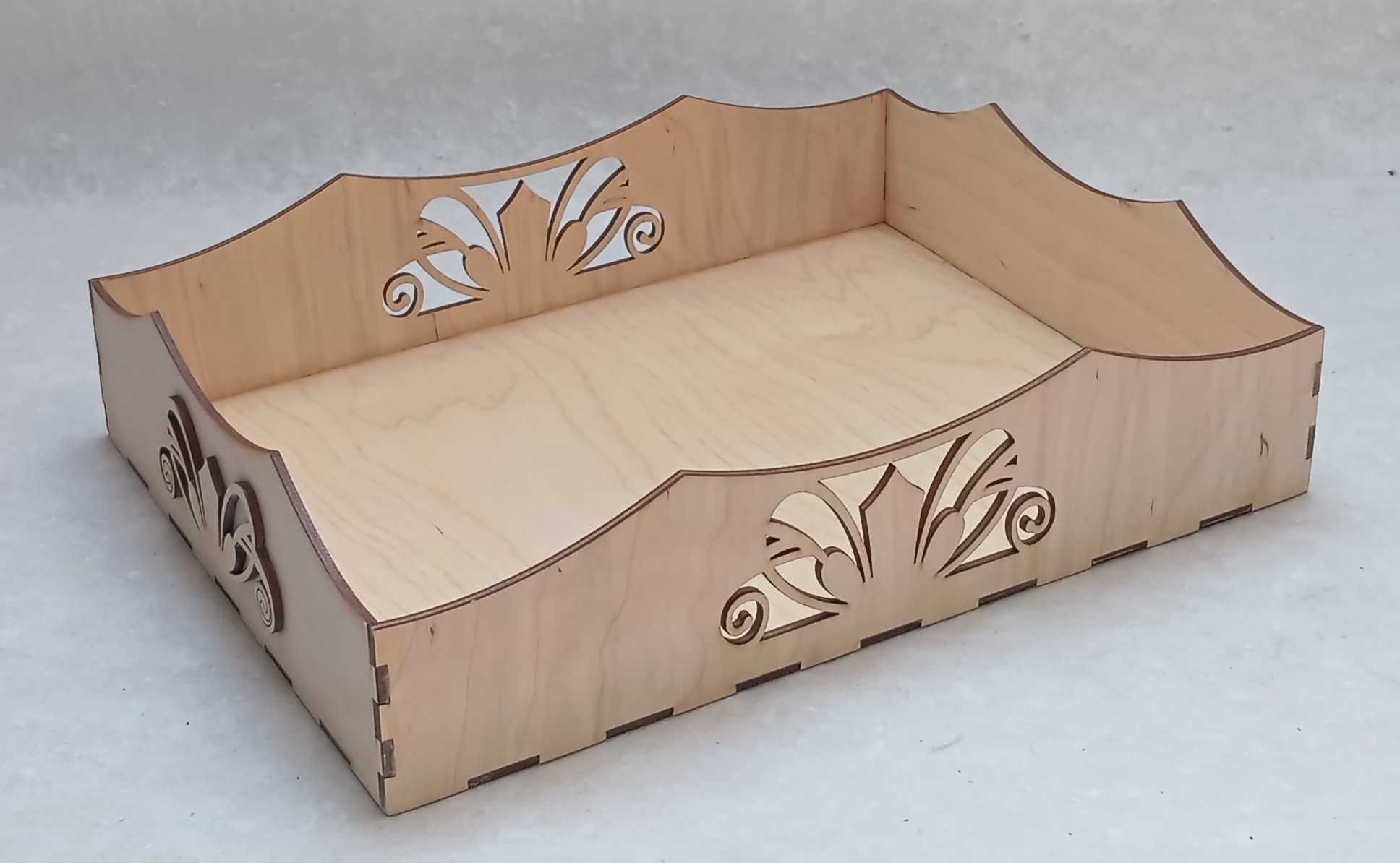 Ozdobne Pudełko Drewniane Koszyk Decoupage Pojemnik 30x22