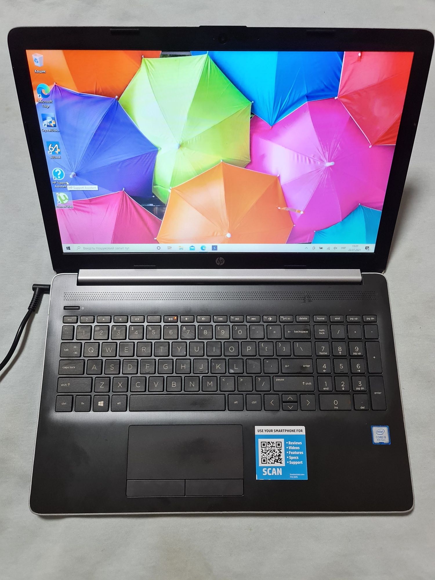 HP Notebook 15-DA0002DX 15,6” TOUCH HD Core i5-8250U 8GB SSD 128GB