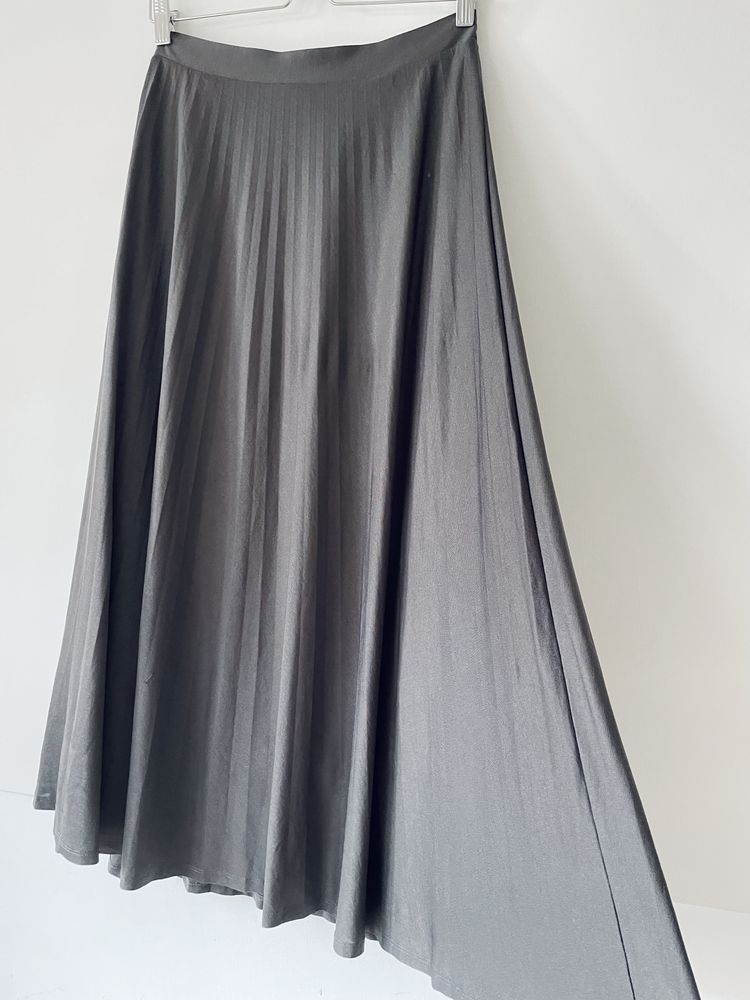 Massimo Dutti Spódnica maxi w stalowym kolorze