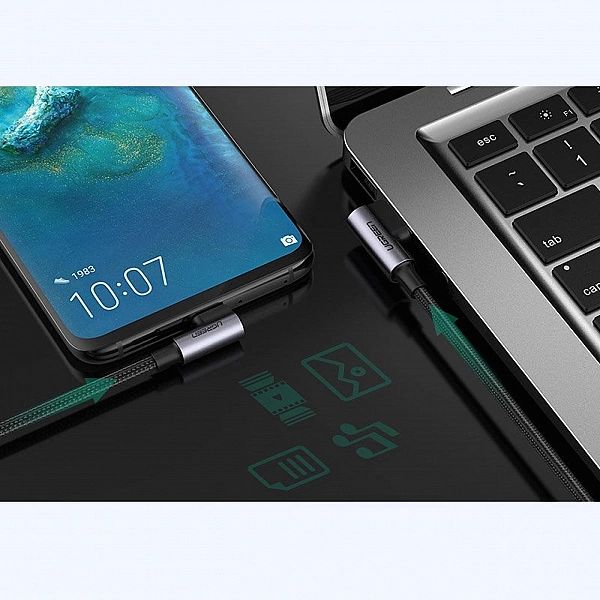 Ugreen kątowy kabel przewód USB - USB Typ C Quick Charge 3.0 QC3.0/3 A