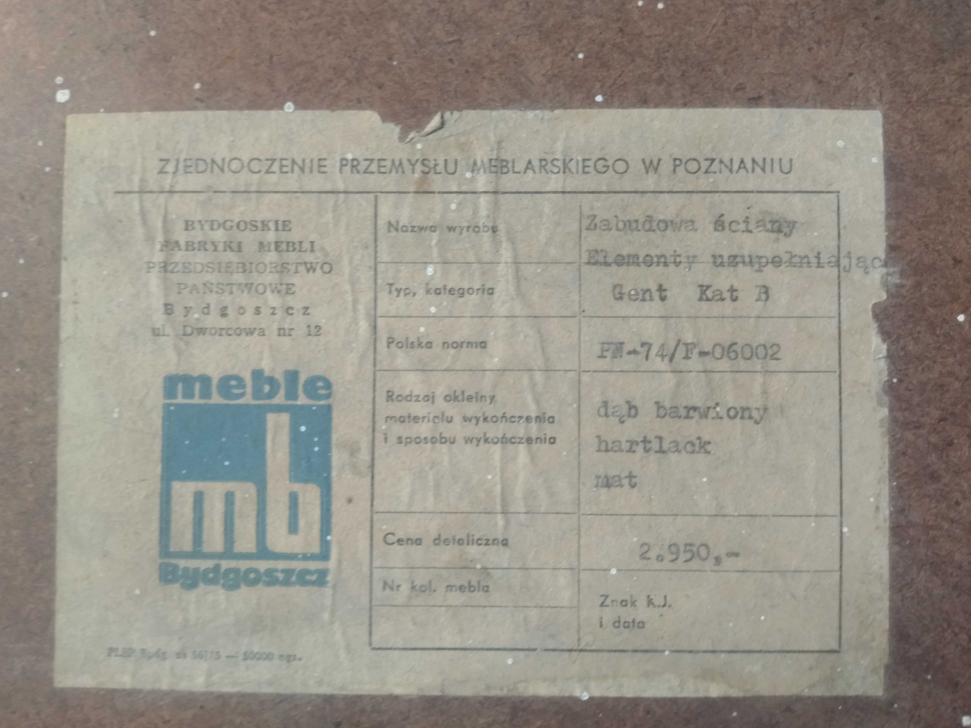 Regał-meblościanka retro PRL lata 70., Bydgoskie Fabryki Mebli
