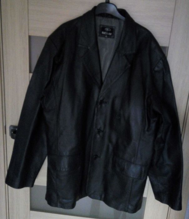 Чорний шкіряний піджак курточка розмір XL на 50
