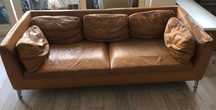 3-osobowa wygodna brązowa sofa skórzana IKEA Stockholm