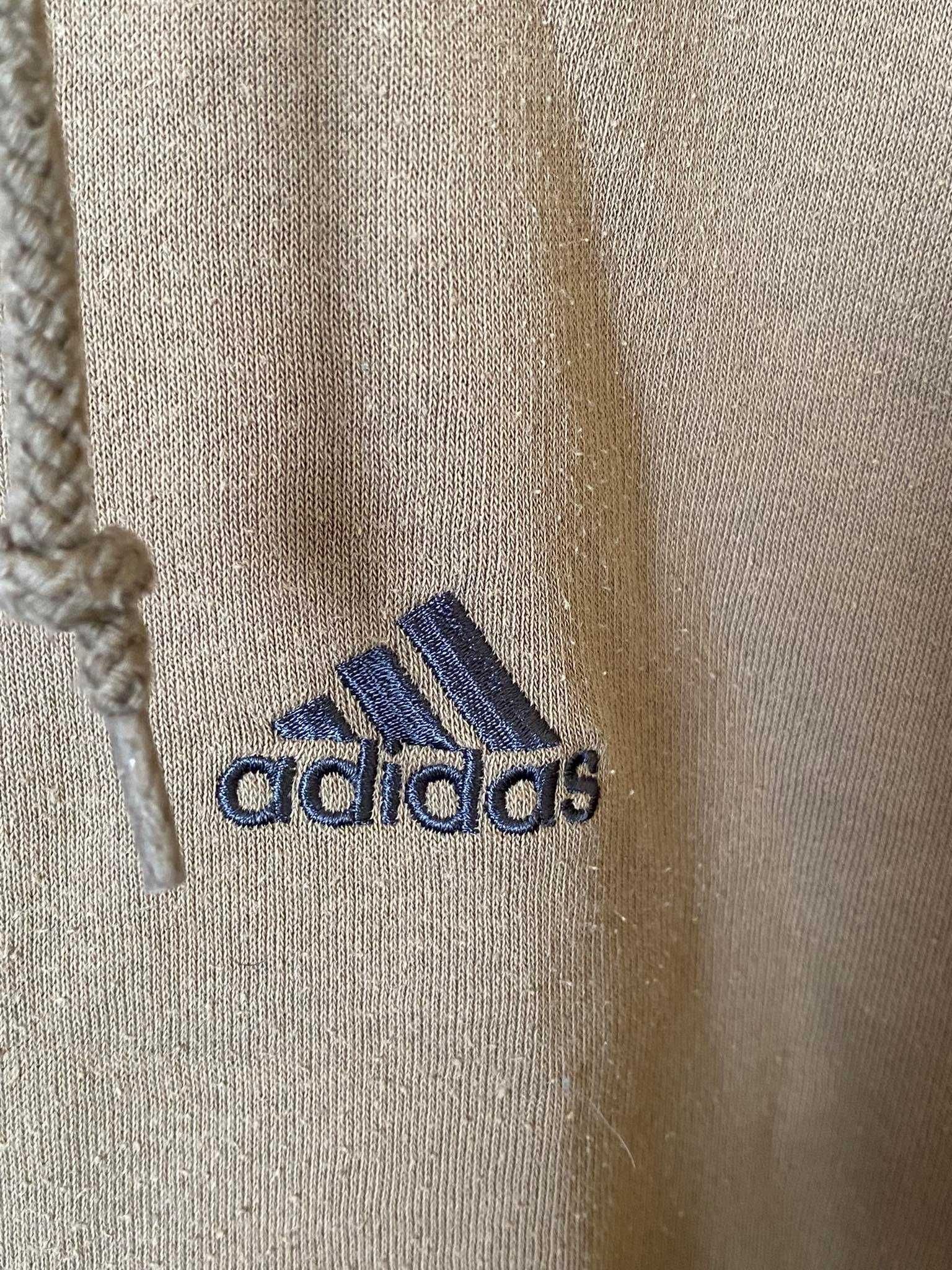 Brązowy bezrękawnik Adidas zapinany na zamek z kapturem r. L