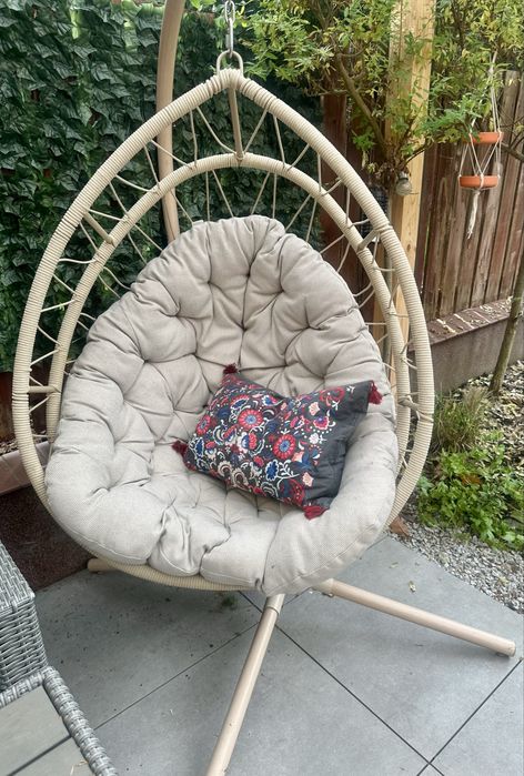 Fotel wiszący kokon Ovo składany beżowy Naterial