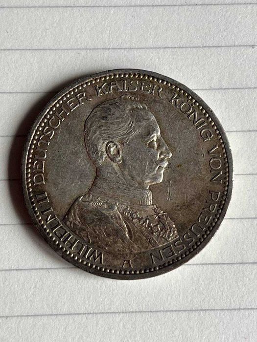 5 Марок 1913 Вільгельм ІІ Мундир, Пруссія, А