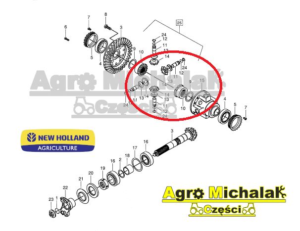 Mechanizm różnicowy , atak New Holland LM 410,415,425,430,435,630,640