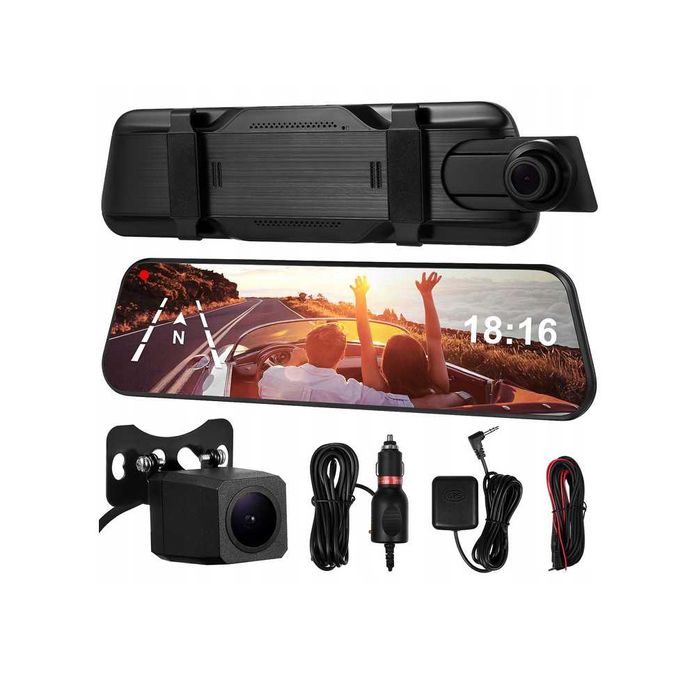 Kamera samochodowa DUŻA 10 CALOWA przód + tył Full HD 1080P z cofania