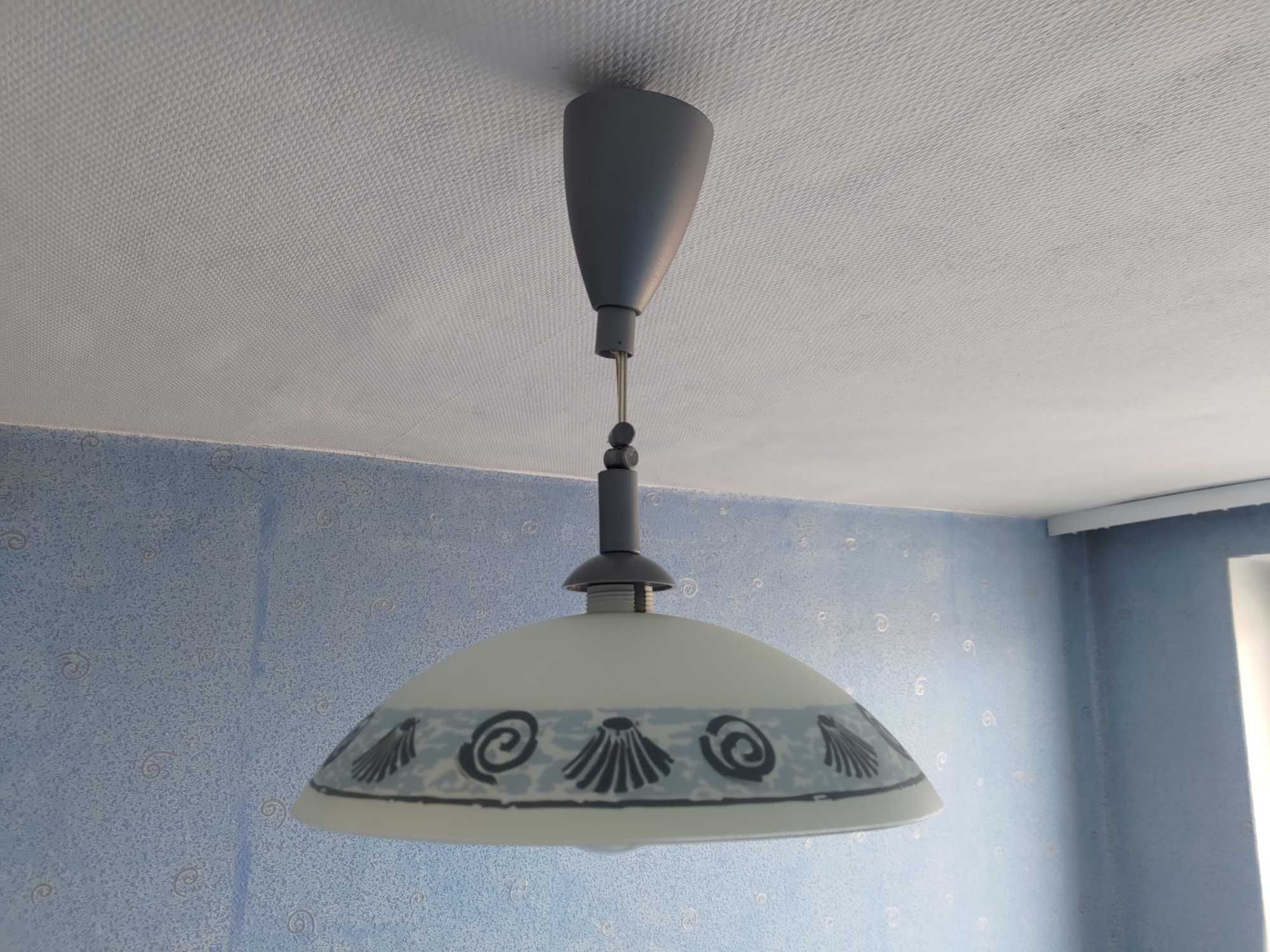 Lampa wisząca sufitowa biało-niebieska żyrandol