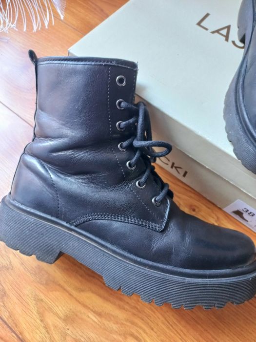 Lasocki skórzane trzewiki 38 skóra naturalna botki kozaki trapery