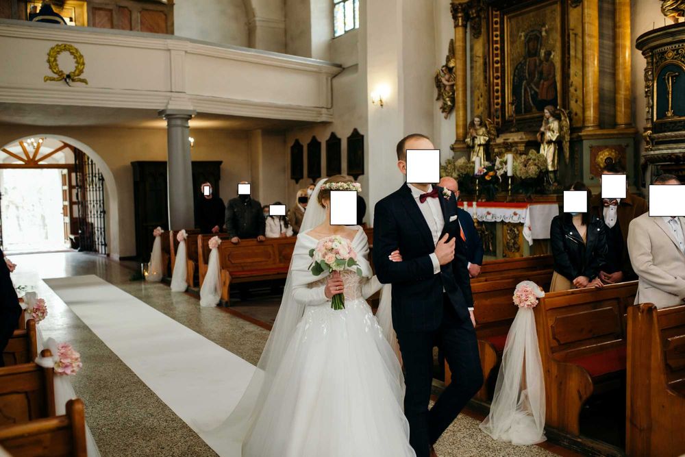 długi gładki welon katedralny 2,5 m kolor ecru