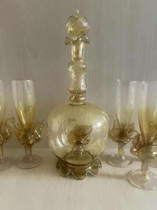 Набір скло гутна техніка Лебеді