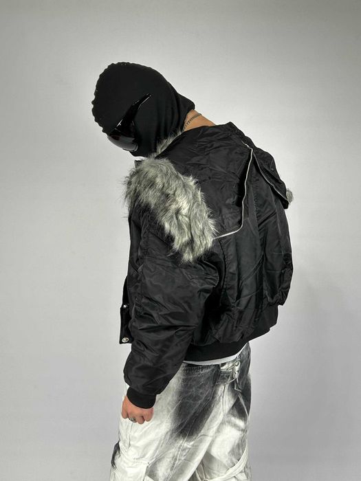 Бомбер чорний MA-1 з хутром аляска куртка курточка пуховик opium M L