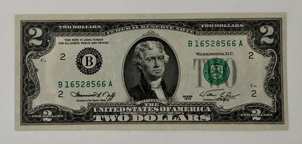 2 долари США 1976 UNC, 2 долара, 2 доллара