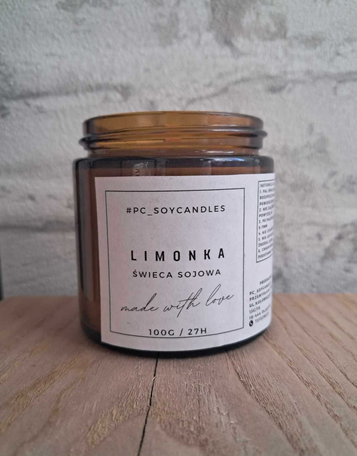 Świeca Sojowa Zapachowa Limonka 120ml 27h Drewniany knot