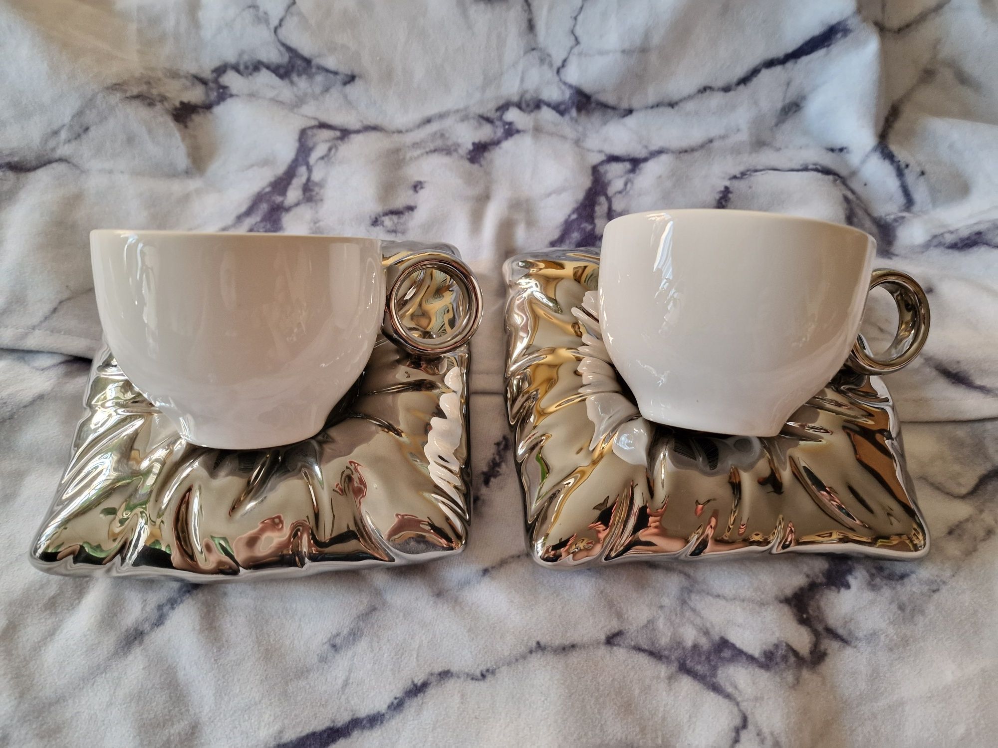 Nowe Dwa komplety pięknych filiżanek kubki do kawy glamour luxury
