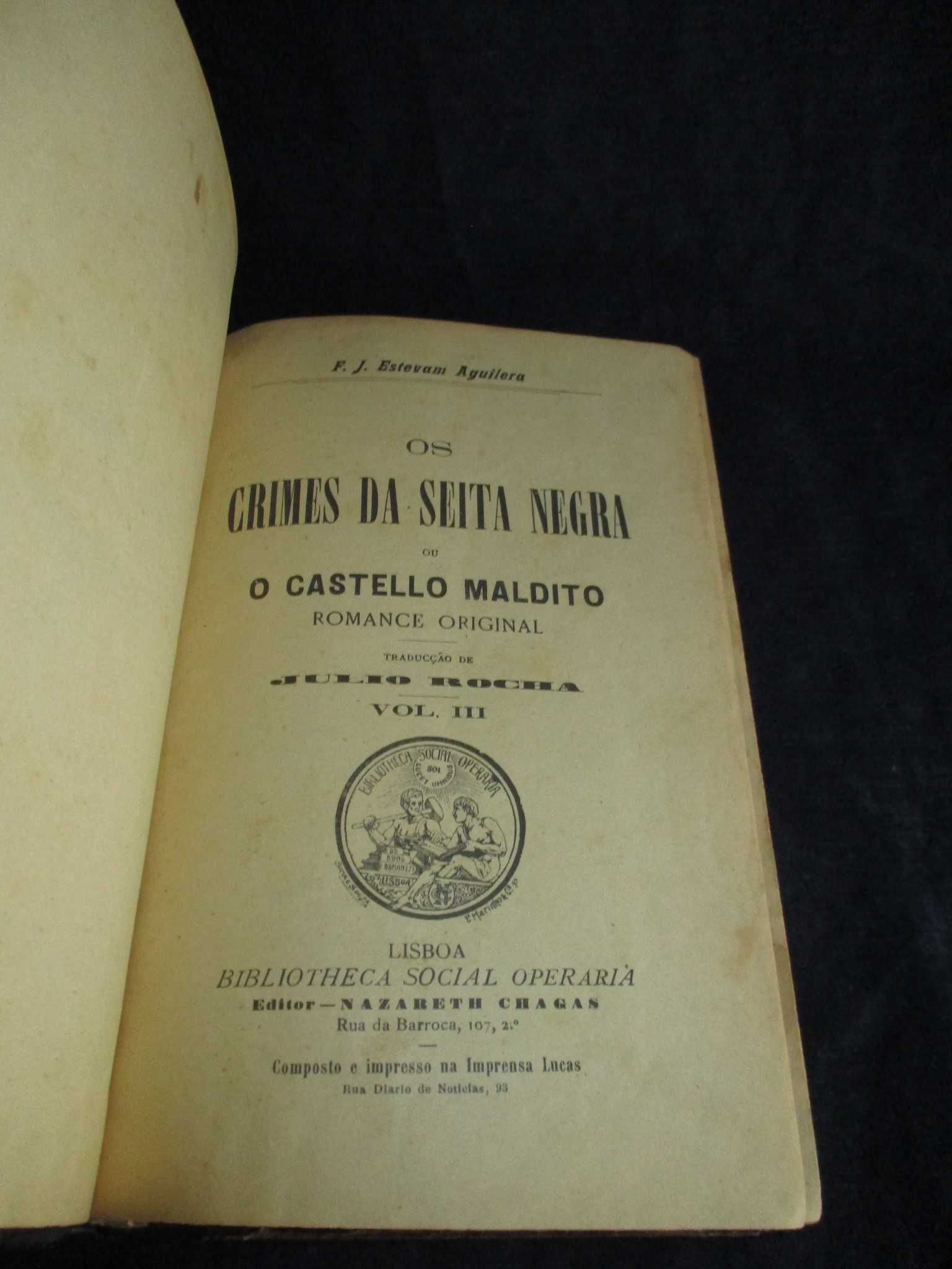 Livro Os Crimes da Seita Negra ou O Castelo Maldito Estevam Aguilera