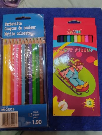 Цветные карандаши, ножницы для деток