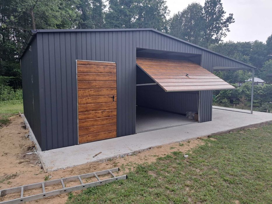 Garaż Blaszany + ZADASZENIE - Dwa Wjazdy - Drewnopodobny - ESSTAL*