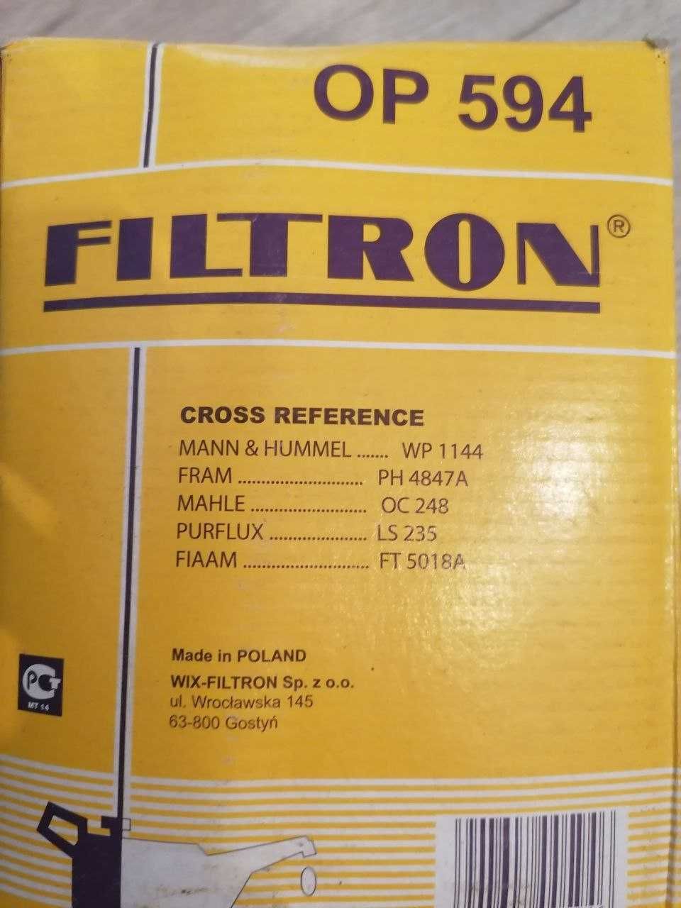 Фильтр масляный Filtron OP 594 (Citroen, Fiat, Peugeot, Renault)