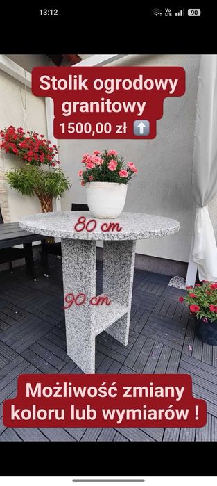 Stolik ogrodowy z granitu