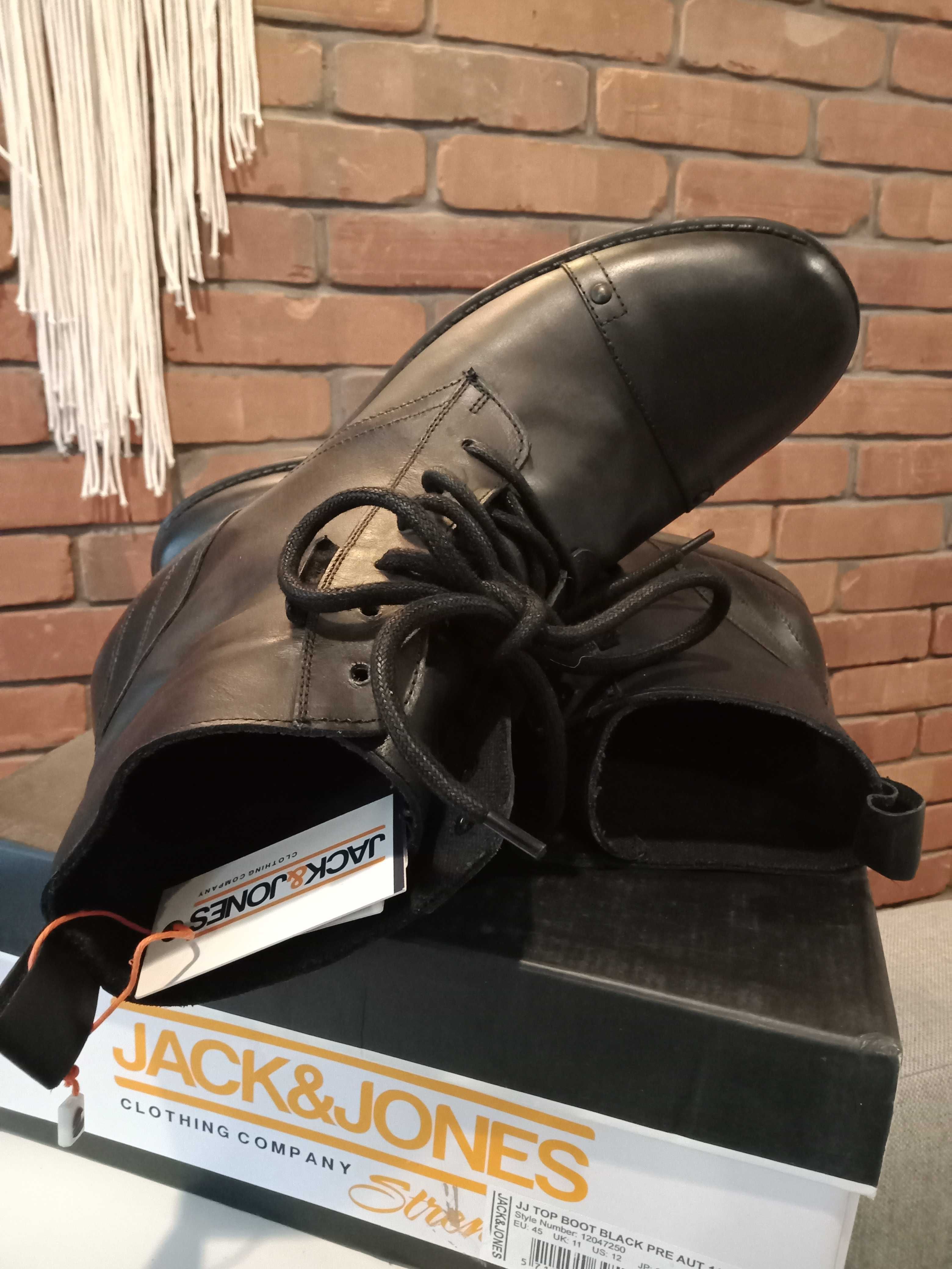 Jack & Jones NOWE skóra naturalna, premium, rozmiar 45 (30 cm) pudełko