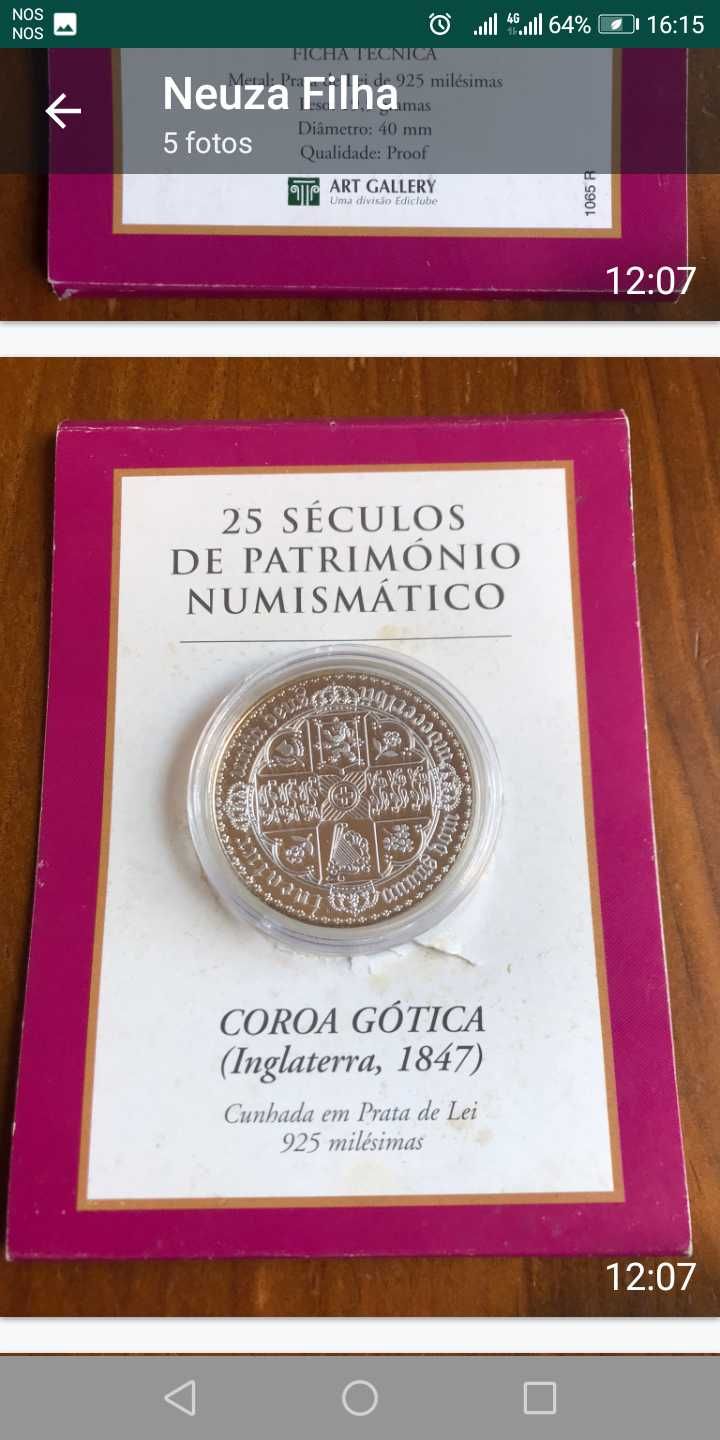 Moeda Inglaterra 25 séculos de património numismática prata 925