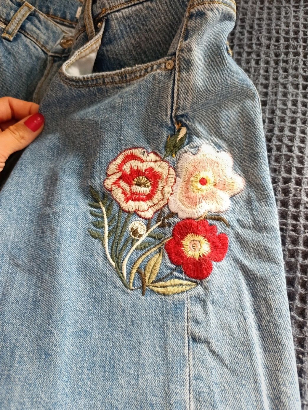 Zara woman premium collection 40 jeansowa spódnica z haftem
