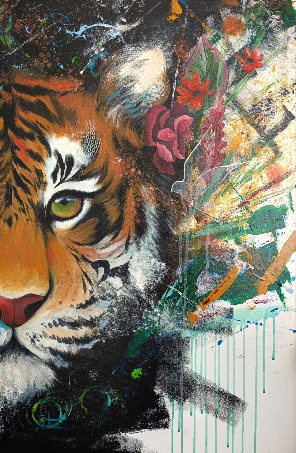 Duży obraz akrylowy Tygrys abstrakcja