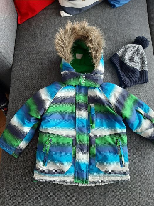 Ciepła kurteczka zimowa na polarze Name It 9-12m 80cm plus czapka H&M
