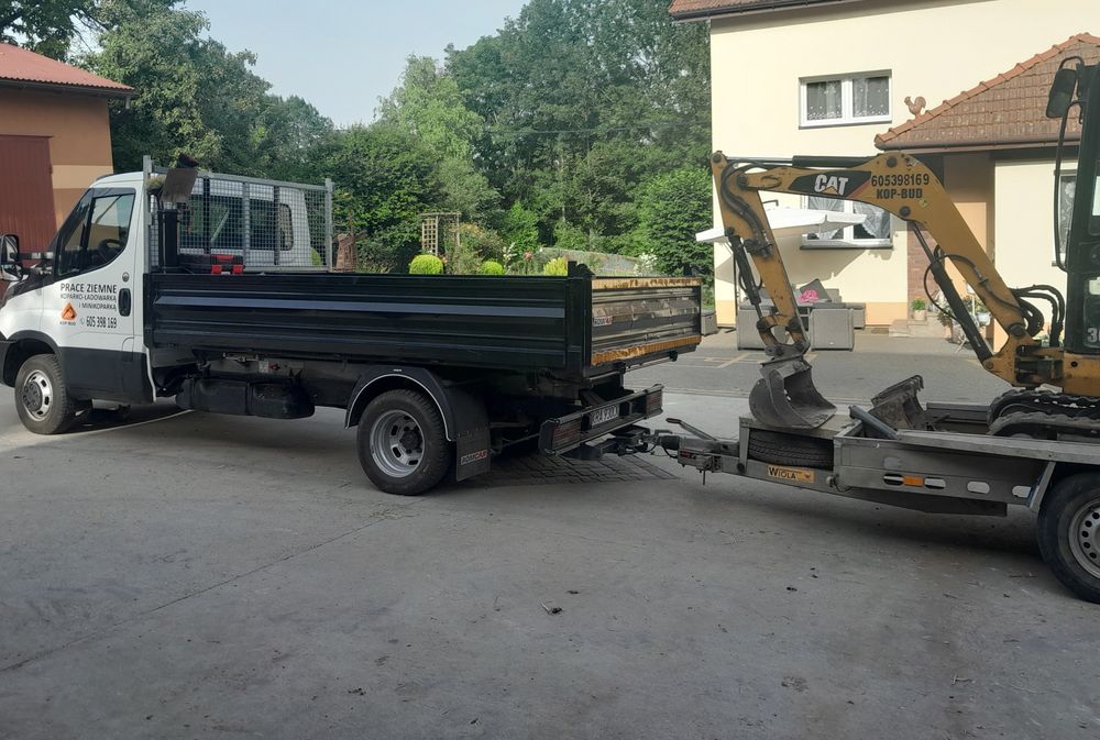 Usługi koparko-ładowarką, minikoparką, wywrotka 3,5 t . Michałowice.
