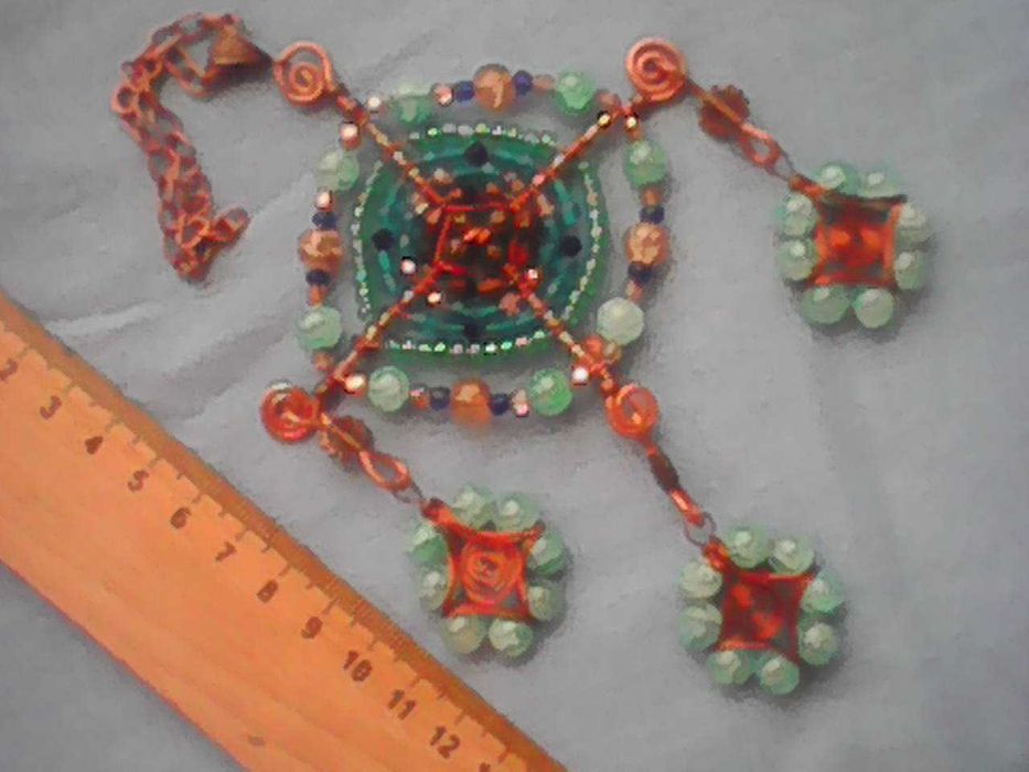Zawieszka Ozdobna Gwiazdka Miedż+Szkło Niebieskie 15cm x 11cm