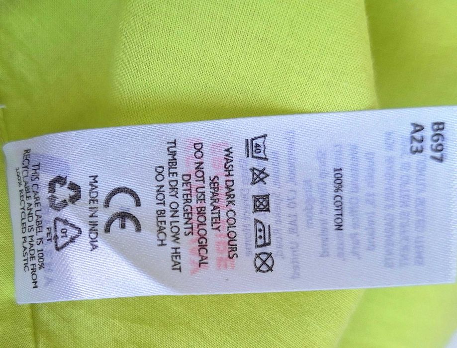 Limonkowa bawełniana krótka sukienka V by Very