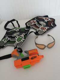 Nerf, pistolet okulary, tarcze, zestaw