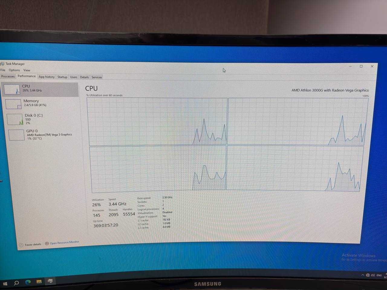 Компʼютери для роботи: AMD 3000G, 8GB RAM, 120SSD монітор, переферія