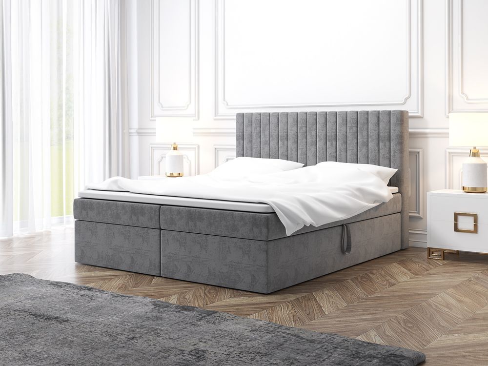 Łóżko Kontynentalne Monaco 160x200 materac pojemnik pionowe pasy hit