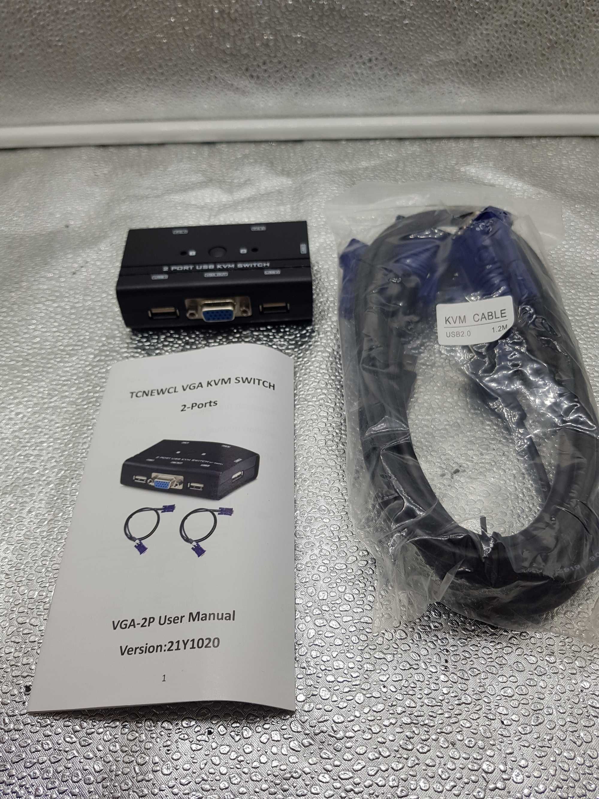 Przełącznik KVM VGA, 2-portowy przełącznik USB VGA KVM