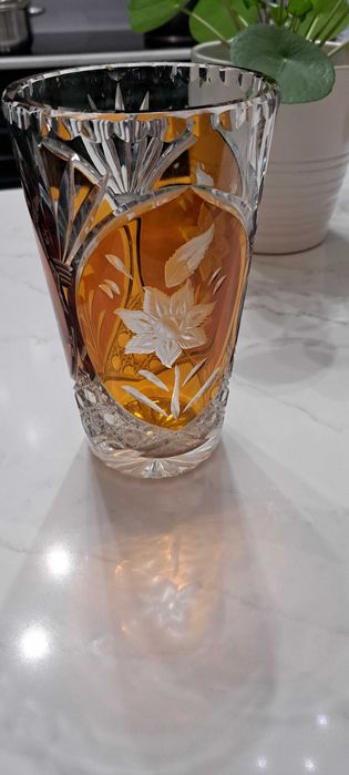 Polski Wazon Kryształowy Huta JULIA Sygnowany 21cm stan idealny