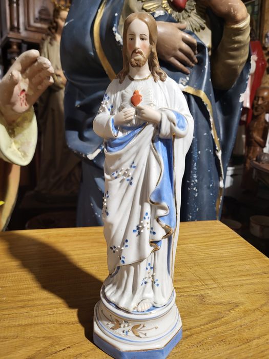 Stara porcelanowa figurka Pan Jezus Najświętsze Serce