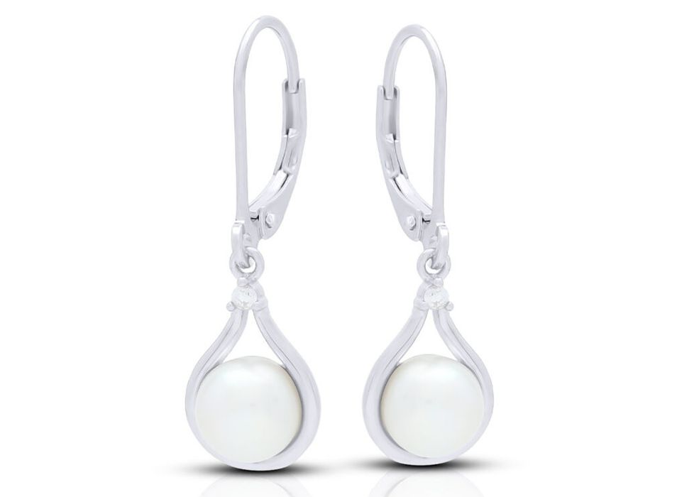 Kolczyki wiszące srebrne pr.925 z perłą