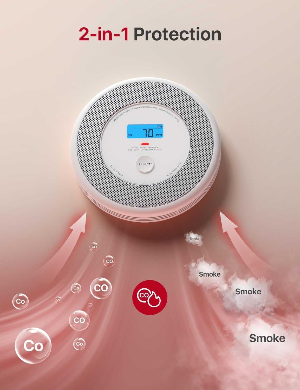 Detetor de fumo e Monóxido de Carbono c/bateria X-Sense-XP0A-SR - Novo