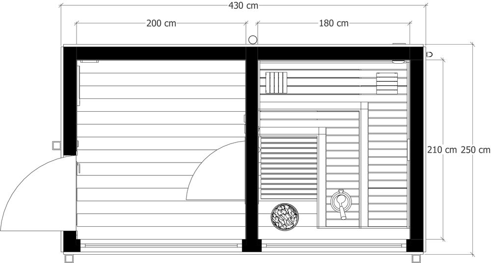Sauna ogrodowa Xavier XL 430 cm x 250 cm
