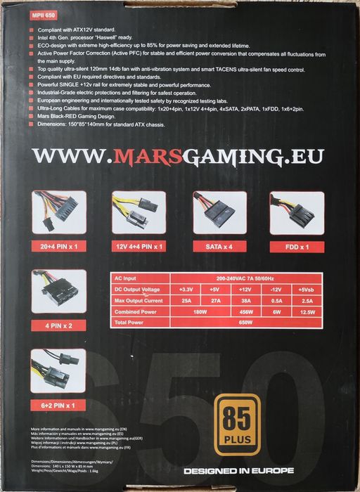 Zasilacz do pc Mars Gaming MPll 650