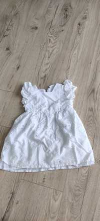 Sukienka dziewczęca biała krótki rękaw 92