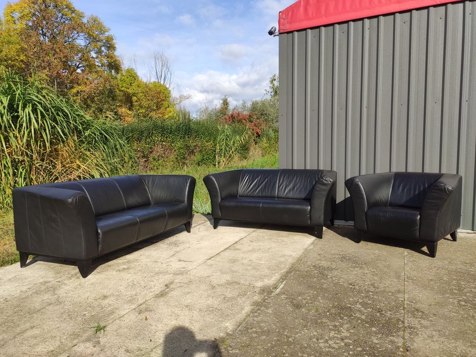 Sofa skórzana 3-osobowa+2-osobowa+fotel- skóra naturalna! Nowoczesny