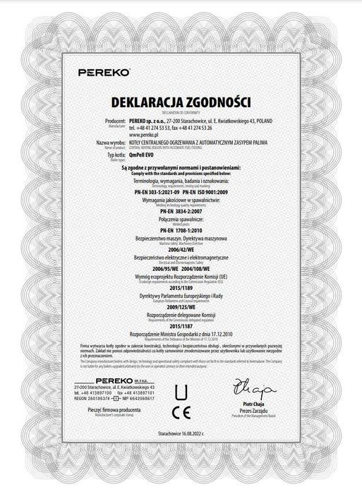 Kocioł, piec PEREKO QmPELL EVO 8kW 5 klasa EcoDesign