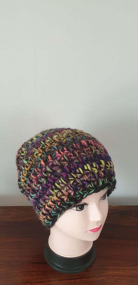 Gruba czapka handmade beanie wełna + akryl, kolory