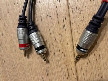 Kabel 10 metrów minijack (3,5 mm) - 2x RCA (cinch) - zestaw 10 sztuk.