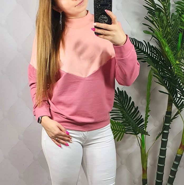 Bluza z pół golfem różowa oversize
